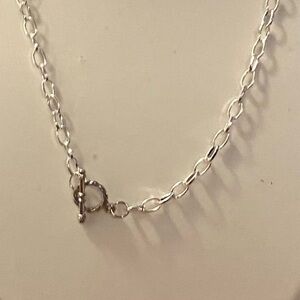 NEW Silver plated paperclip chain with toggle clasp 16”